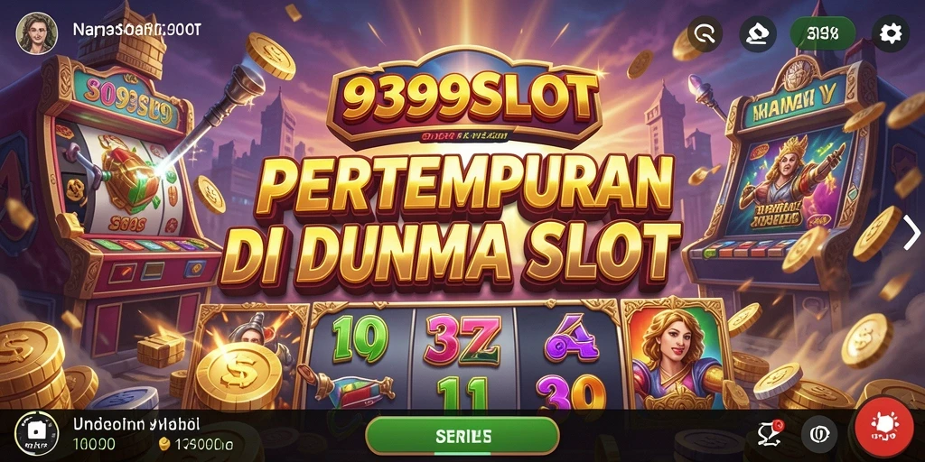 Tangkapan layar <strong>9399SLOT</strong> menampilkan aksi seru di arena pertempuran slot.