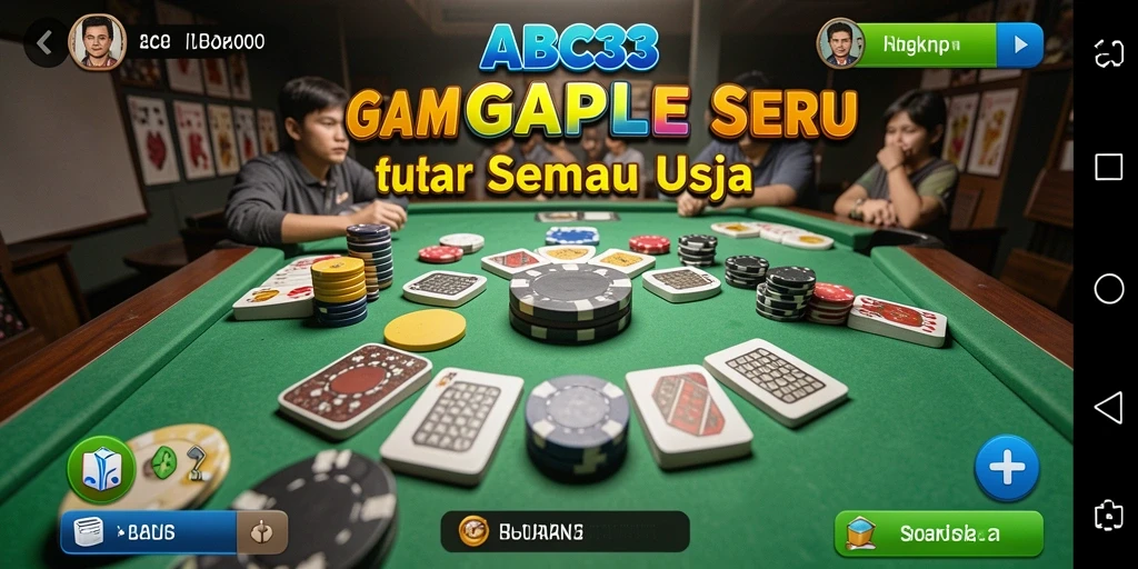 Screenshot gameplay ABC33 menampilkan suasana pertandingan Gaple yang seru.