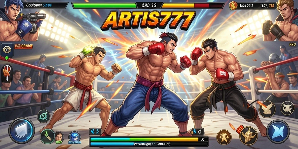 Tampilan gameplay intens dari petarungan dalam ARTIS777.