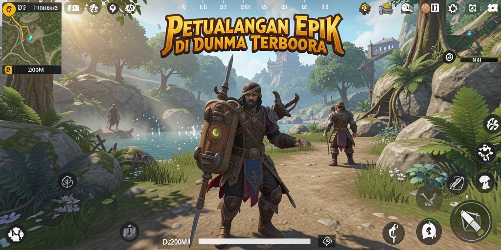 Tampilan gameplay D200M yang memukau dalam dunia petualangan.