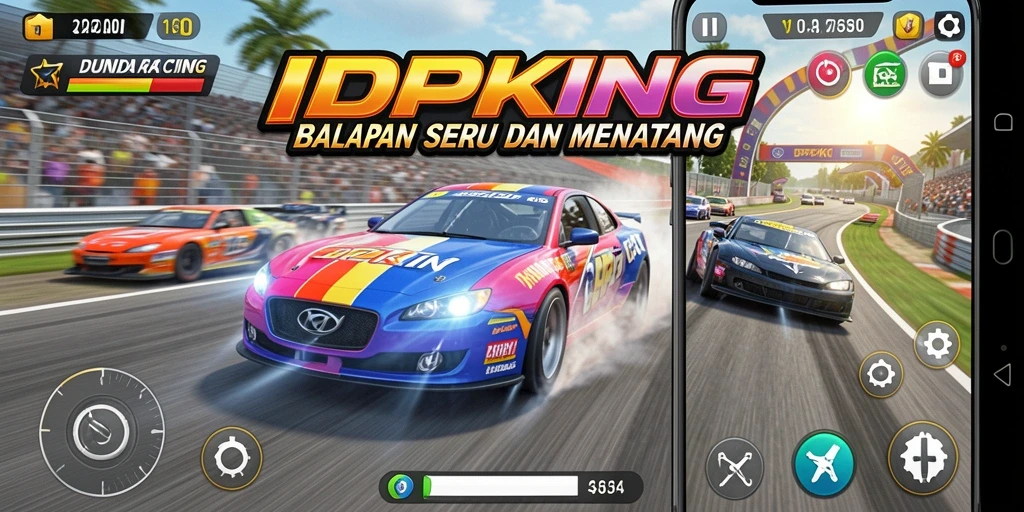 Screenshot gameplay balapan seru di IDPKING dengan mobil cepat.