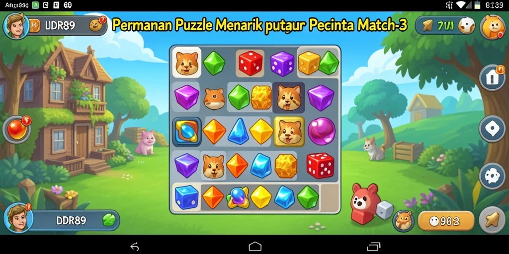 Tampilan gameplay IDR89 yang seru dengan permata berwarna-warni.