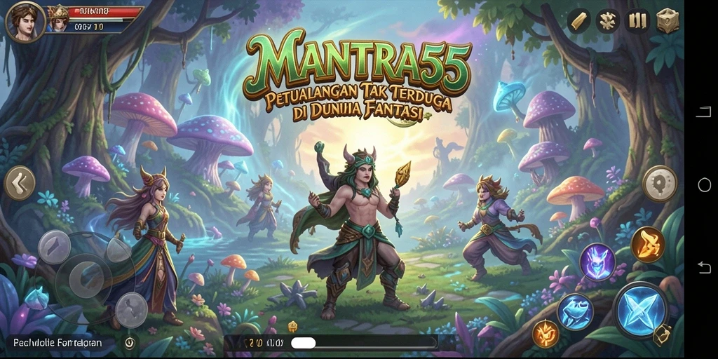 Tampilan gameplay seru dari MANTRA55 yang menampilkan dunia petualangan.