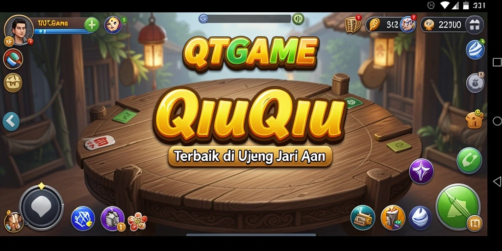 Screenshot gameplay QTGAME yang menunjukkan aksi seru permainan QiuQiu.