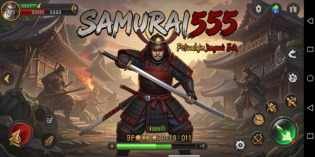 Tampilan gameplay RPG yang menegangkan dan menarik di SAMURAI555.