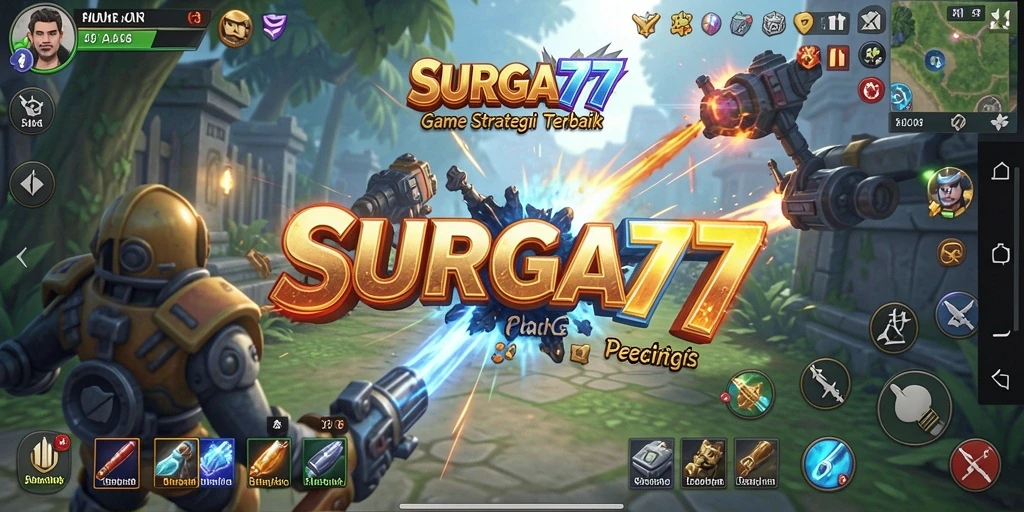 Tangkapan layar gameplay menampilkan pertempuran strategis di SURGA77.