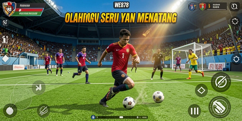 Tangkapan layar WE878 menampilkan aksi seru dalam permainan olahraga di lapangan.