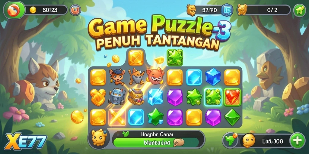 Tampilkan gameplay XE77 yang seru dan menantang dalam kategori match-3.