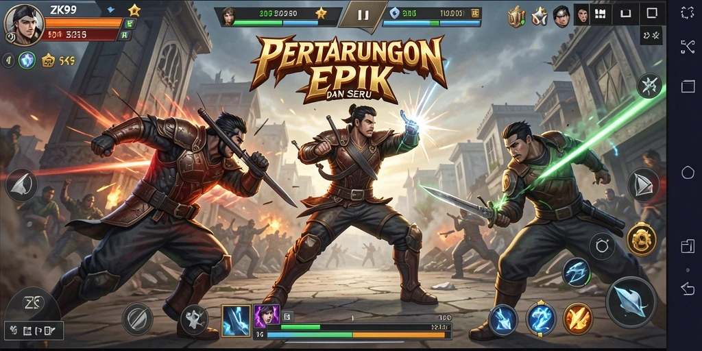 Tampilan gameplay ZK9 dalam aksi pertarungan yang seru.